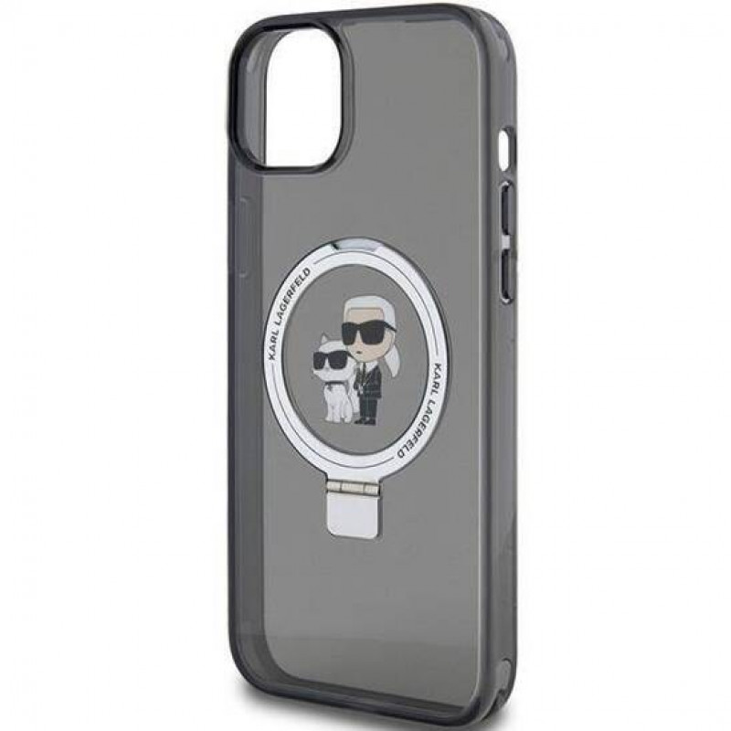 Чохол Karl Lagerfeld Ring Stand Karl &amp; Choupettte для iPhone 15|14|13 Black with MagSafe (KLHMP14SHMRSKCK)