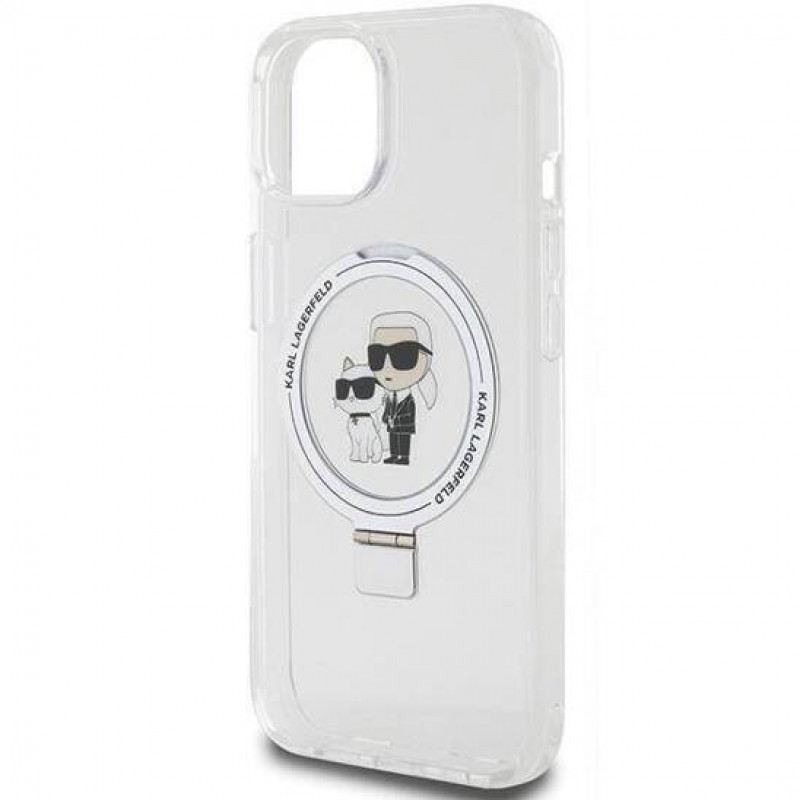 Чохол Karl Lagerfeld Ring Stand Karl &amp; Choupettte для iPhone 15|14|13 White with MagSafe (KLHMP14SHMRSKCH)