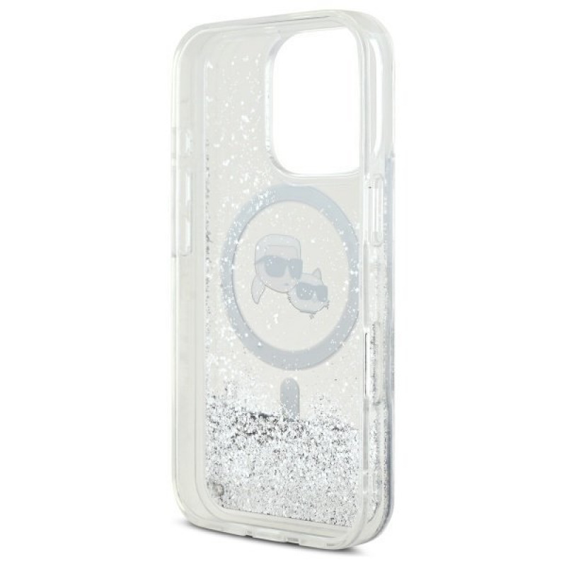 Чохол Karl Lagerfeld Liquid Glitter Karl &amp; Choupette Head для iPhone 16 Pro Transparent with MagSafe (KLHMP16LLGKCSGH)