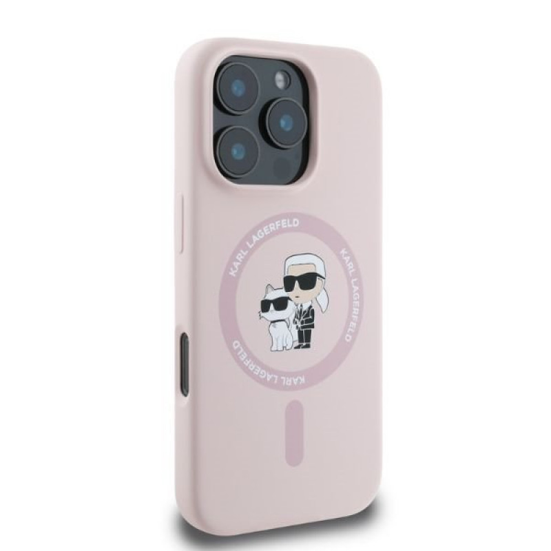 Чохол Karl Lagerfeld Silicone Karl &amp; Choupette Ring для iPhone 16 Pro Max Pink with MagSafe (KLHMP16XSCMKCRHP)