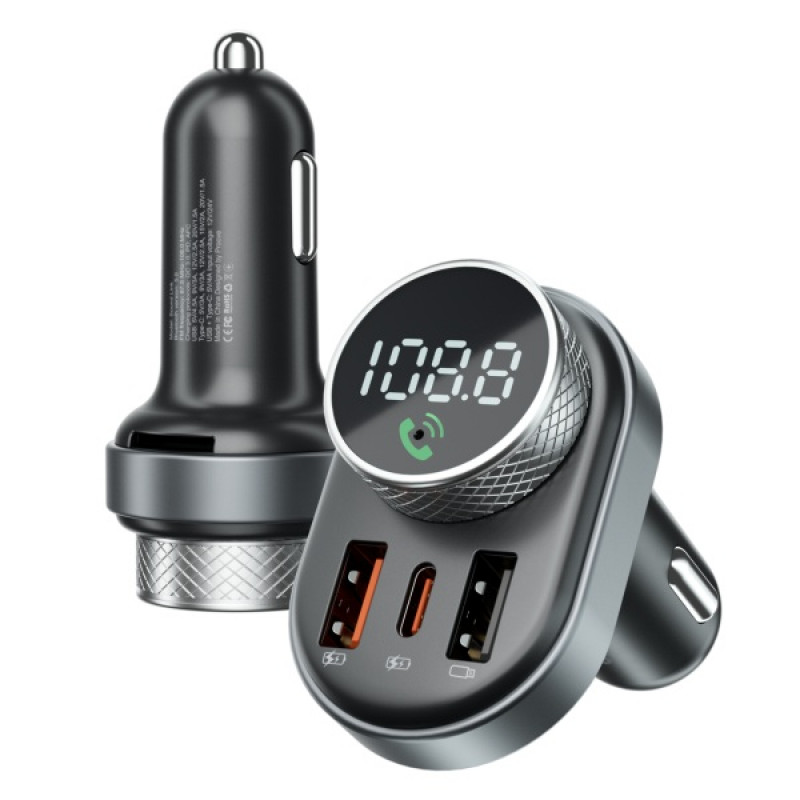 Автомобільний зарядний пристрій Proove FM Launcher Sound Link 30W (PD+QC3.0) Type-C+USB Black