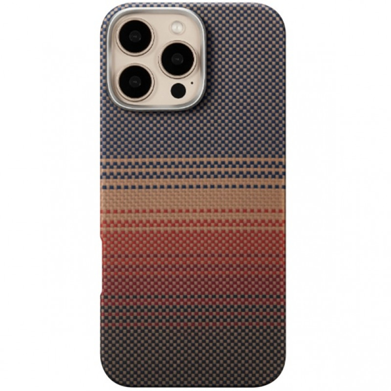Чехол Carbon Kevlar MagSafe для iPhone 16 Pro Max Sunset Ring Gold