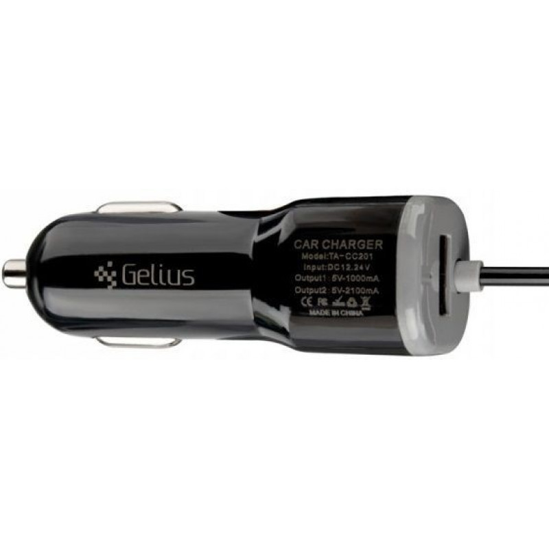 Автомобильное зарядное устройство Gelius Ultra Edition USB + MicroUSB 1A Black